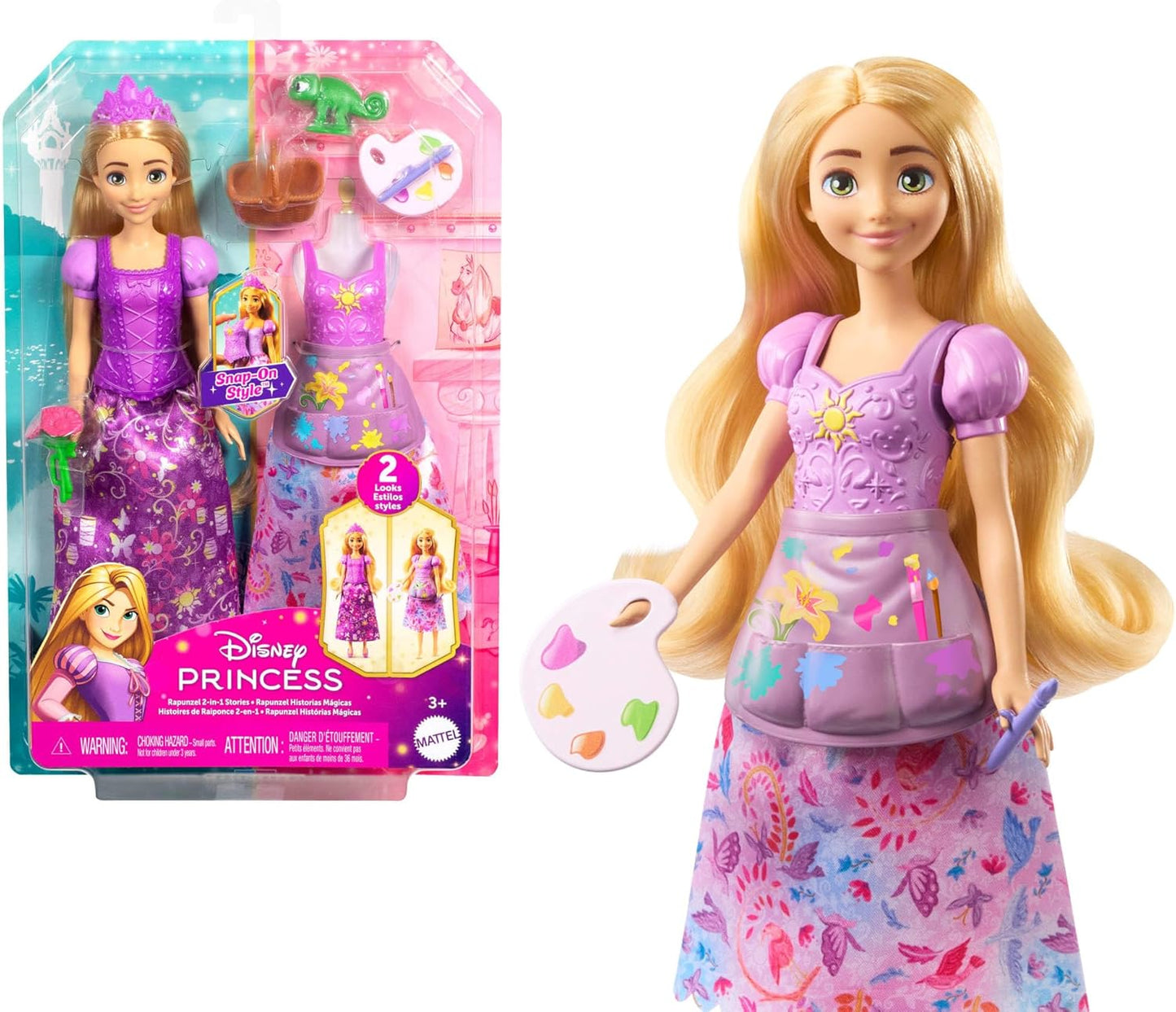 Mattel Disney Princess Toys, Rapunzel Fashion Doll with 2 Looks (JBG09)