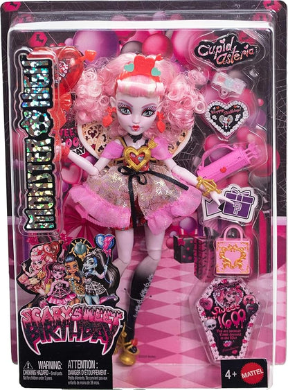 Monster High Scary Sweet Birthday Doll, Cupid Asteria in Pink and Red Party Dress