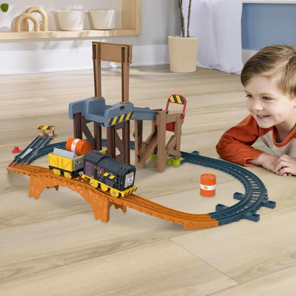 Thomas & Friends Motorized Toy Train Set Diesel’s Lift & Load Construction with Track & Cargo JBW20