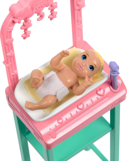 Barbie Baby Doctor with Brunette Fashion Doll Wearing Pink Scrubs, 1 Baby Doll with Accessories & Furniture JCR73