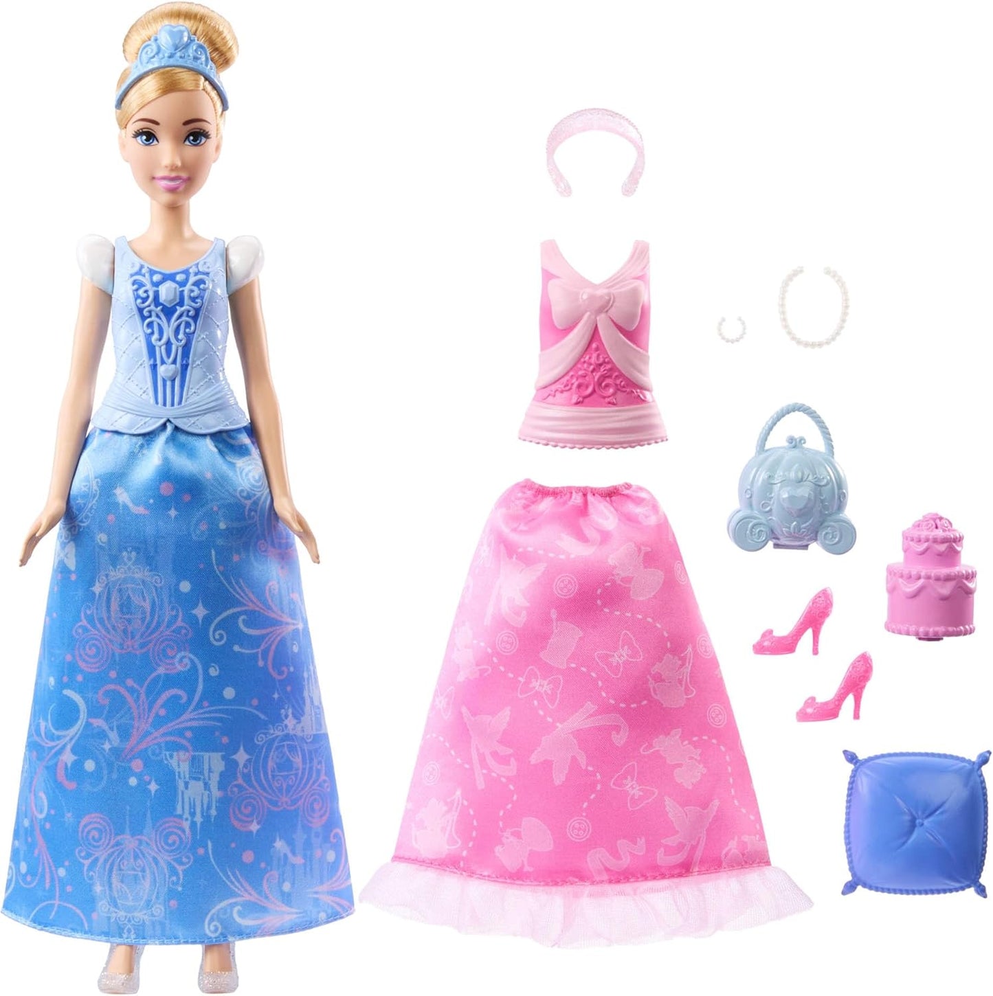Mattel Disney Princess Toys, Cinderella Fashion Doll with 2 Looks (JCR95)