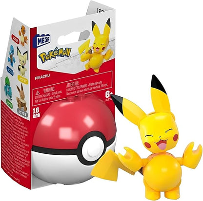 Pokemon Mega Construx Poke Ball 16-Piece Building Set | Pikachu