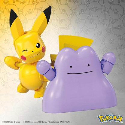 MEGA Pokémon Action Figure Building Toys Set, Poké Ball 2-Pack, Pikachu and Ditto with 42 Pieces, for Kids, JCT43
