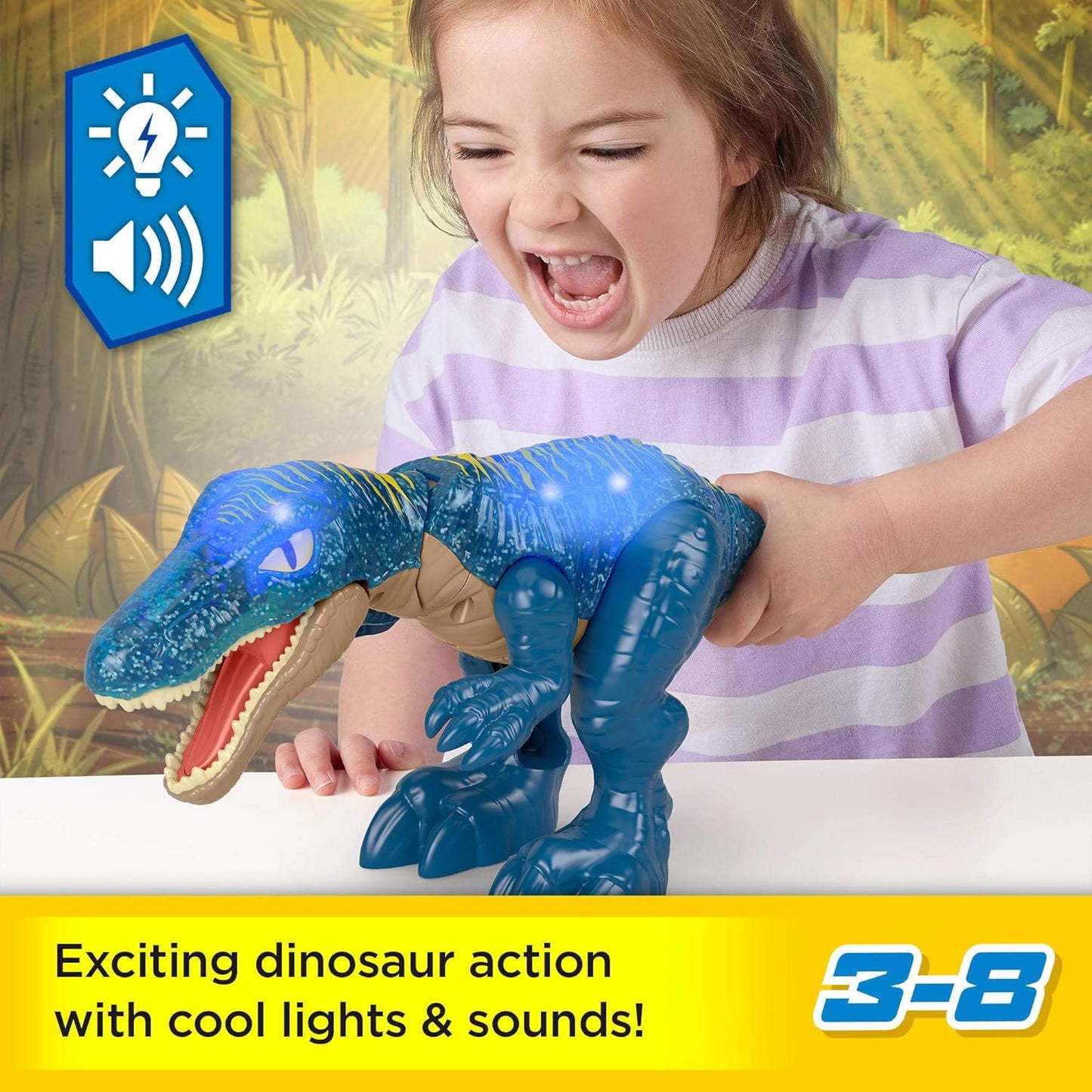Fisher-Price Imaginext Jurassic World Dinosaur Toy Growl & Glow Baryonyx (JCT48)