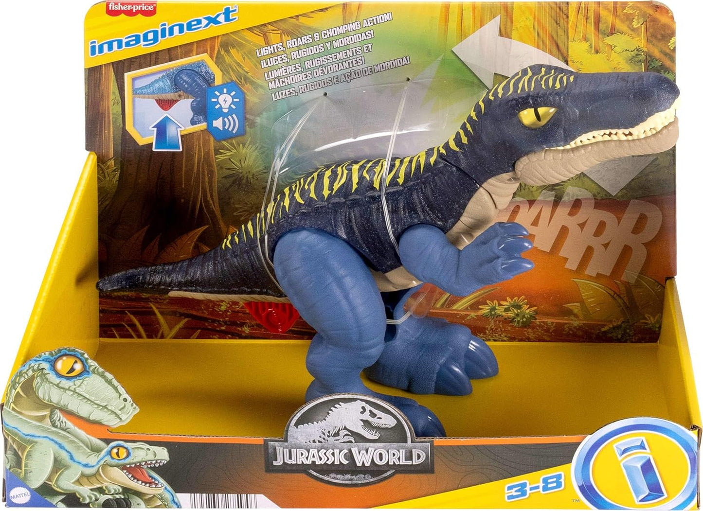 Fisher-Price Imaginext Jurassic World Dinosaur Toy Growl & Glow Baryonyx (JCT48)