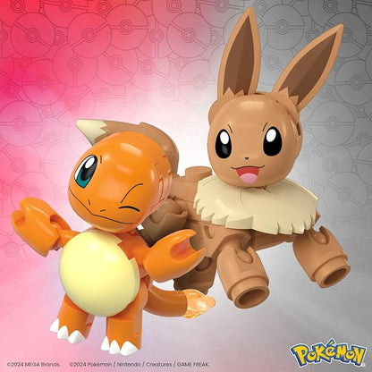 MEGA Pokémon Action Figure Building Toys Set, Poké Ball 2-Pack, Charmander and Eevee with 40 Pieces, for Kids, JCR81