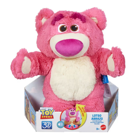 Disney Pixar Toy Story Lotso Plush Sound Toy, Cuddly Soft Doll Bear, Hums Trills & Chuckles