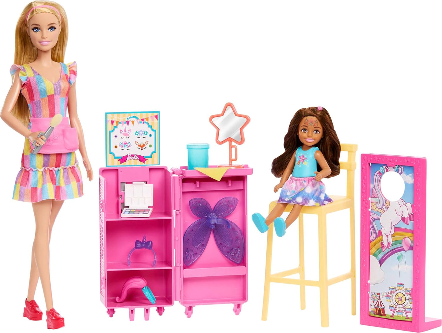 Barbie Day at the Fair Playset with 2 Dolls, Face Paint and Photo Holder (JFL61)