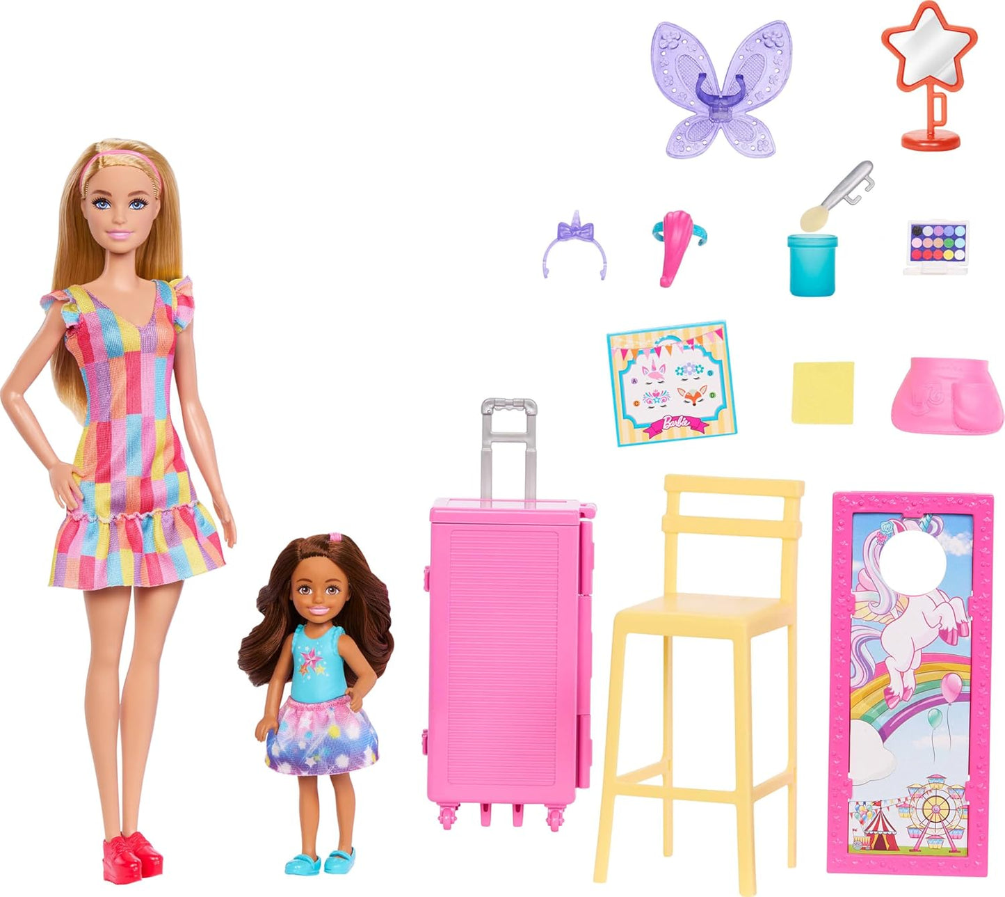 Barbie Day at the Fair Playset with 2 Dolls, Face Paint and Photo Holder (JFL61)