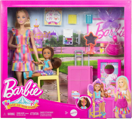 Barbie Day at the Fair Playset with 2 Dolls, Face Paint and Photo Holder (JFL61)