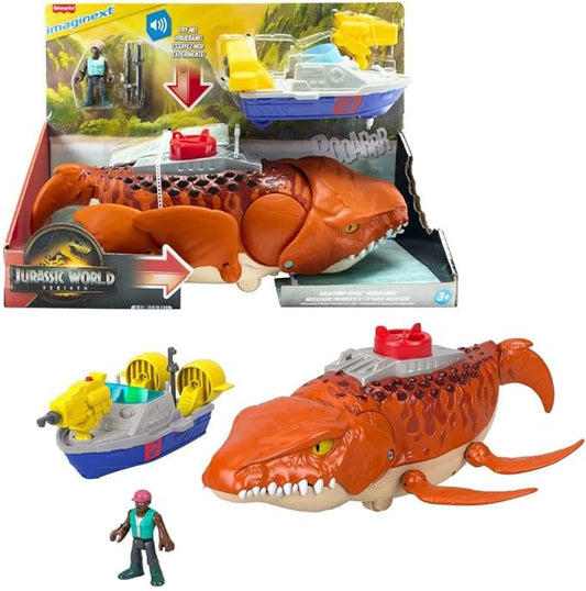 Fisher-Price Imaginext Jurassic World Rebirth Aquachomp Chase Mosasaurus 18-inch Dinosaur Toy