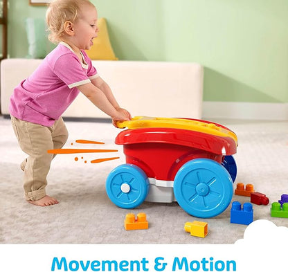 MEGA BLOKS First Builders Toddler Building Toy, Block Scooping Pull Wagon (JFR30)