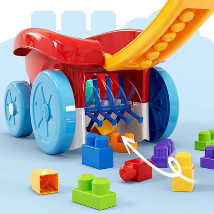 MEGA BLOKS First Builders Toddler Building Toy, Block Scooping Pull Wagon (JFR30)