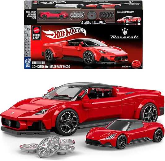Mattel Brick Shop Hot Wheels Maserati Mc20 Building Toy Kit (250 Pieces), For Collectors