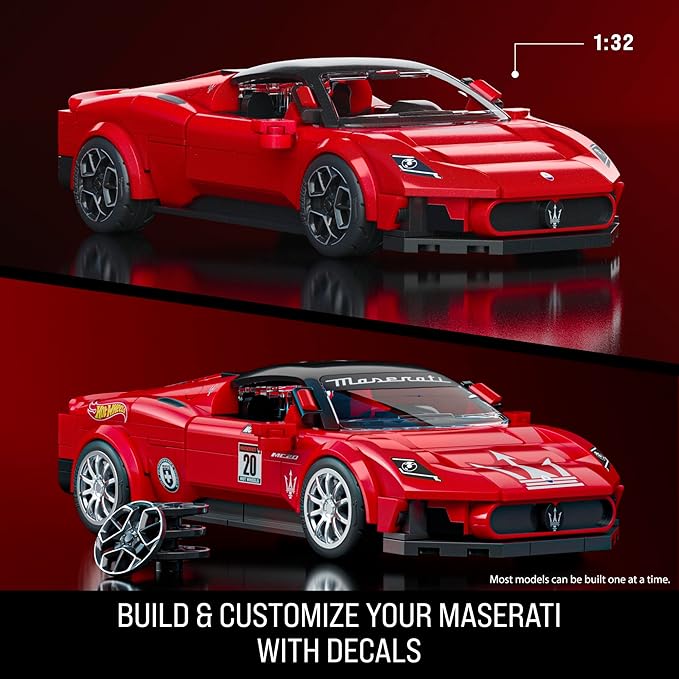 Mattel Brick Shop Hot Wheels Maserati Mc20 Building Toy Kit (250 Pieces), For Collectors