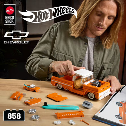 Mattel Brick Shop Hot Wheels Custom ’62 Chevy Pickup Building Toy Kit, 858 Piece