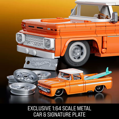 Mattel Brick Shop Hot Wheels Custom ’62 Chevy Pickup Building Toy Kit, 858 Piece