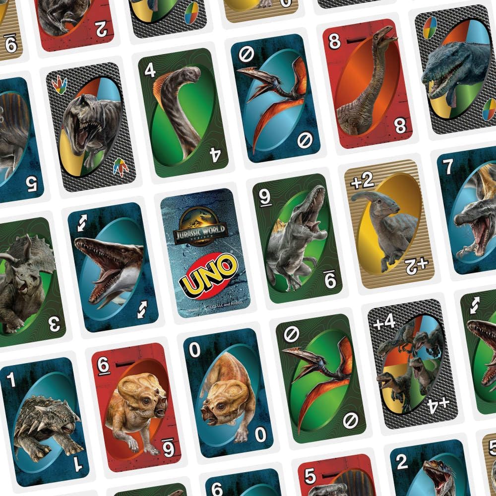 Mattel Games UNO Jurassic World Rebirth Card Game for Kids, Family & Adult Games Nights (JFT28)