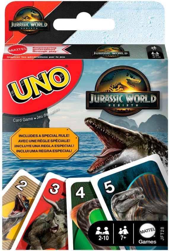 Mattel Games UNO Jurassic World Rebirth Card Game for Kids, Family & Adult Games Nights (JFT28)