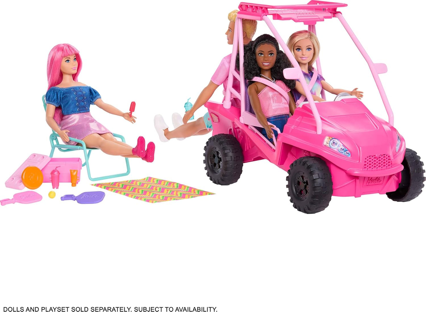 Barbie Mysteries: Beach Detectives Playset with Beach Buggy Toy Car & 10+ Accessories, Including Beach Chair & Towel, JFV68