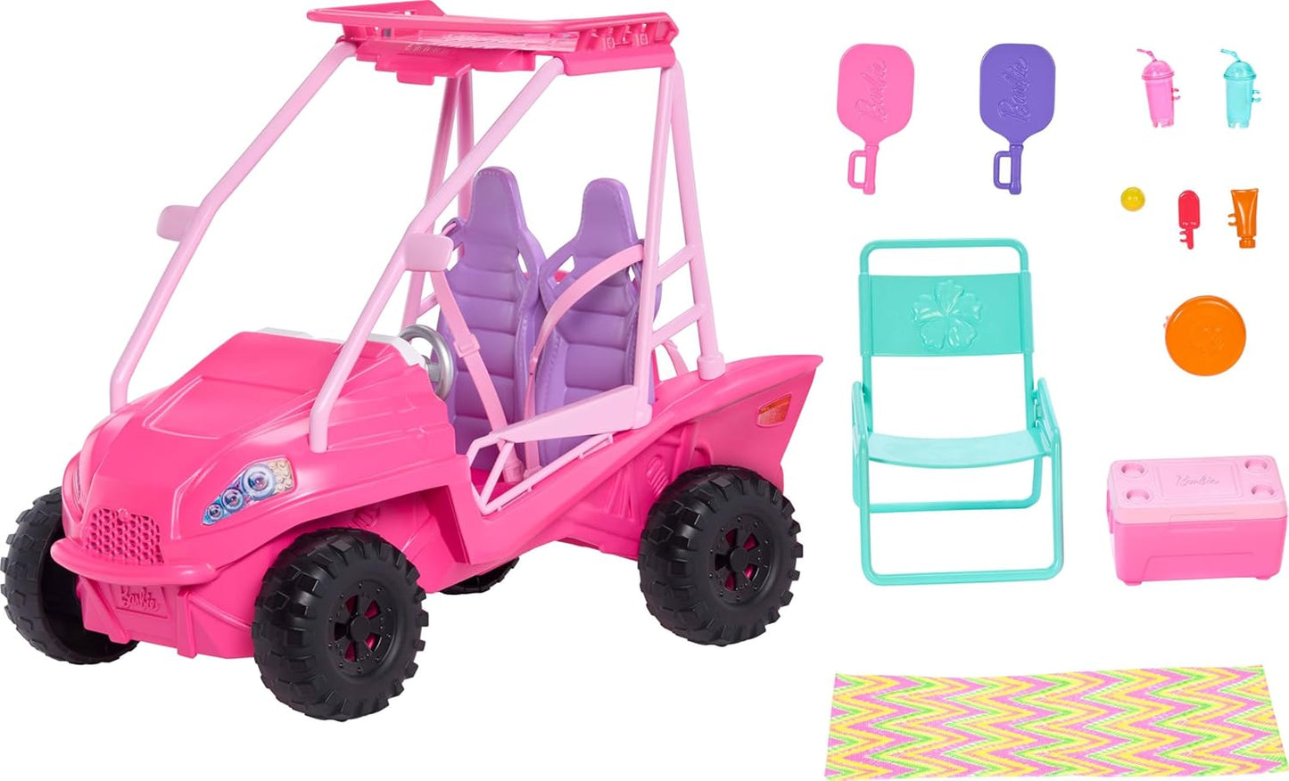 Barbie Mysteries: Beach Detectives Playset with Beach Buggy Toy Car & 10+ Accessories, Including Beach Chair & Towel, JFV68