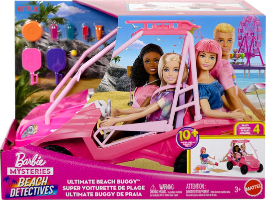 Barbie Mysteries: Beach Detectives Playset with Beach Buggy Toy Car & 10+ Accessories, Including Beach Chair & Towel, JFV68
