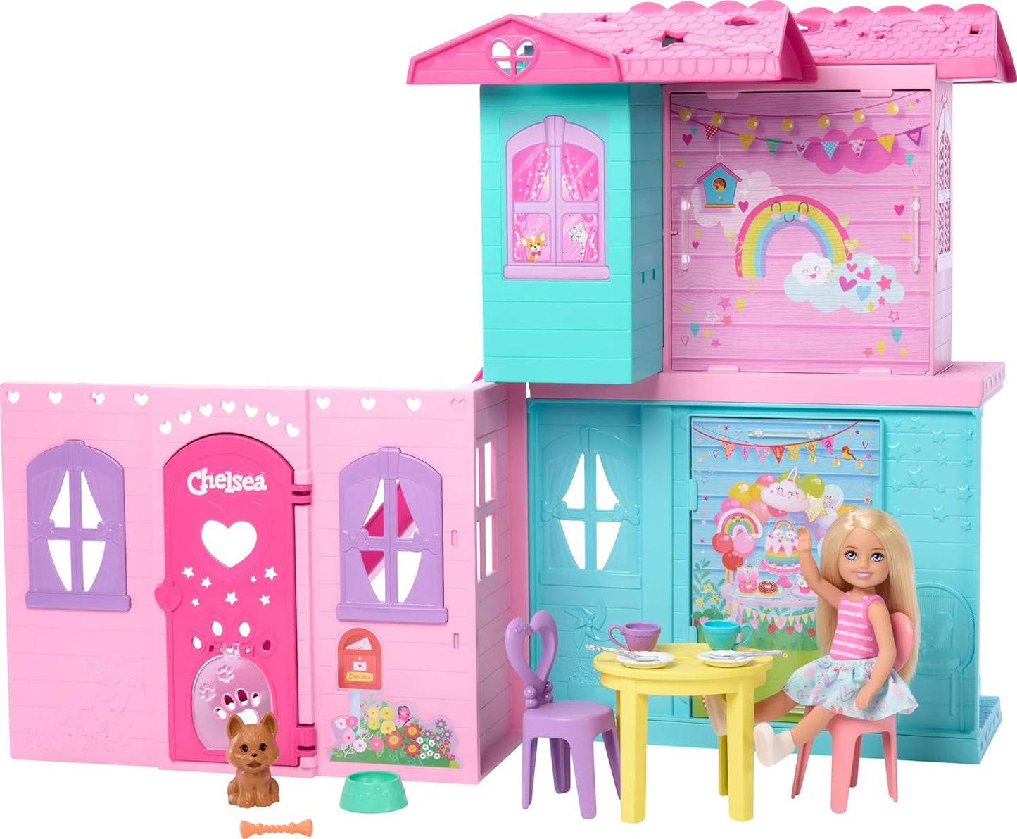 Barbie Chelsea Toy Dollhouse with 15+ Accessories, Pop-Up House (JFW49)
