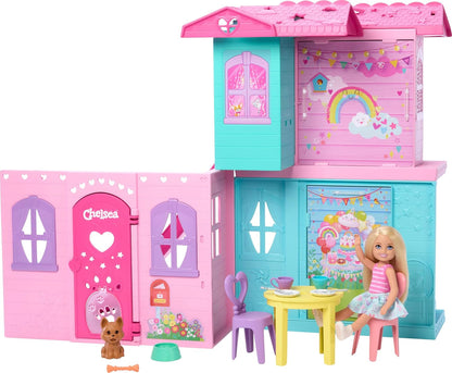 Barbie Chelsea Toy Dollhouse with 15+ Accessories, Pop-Up House (JFW49)