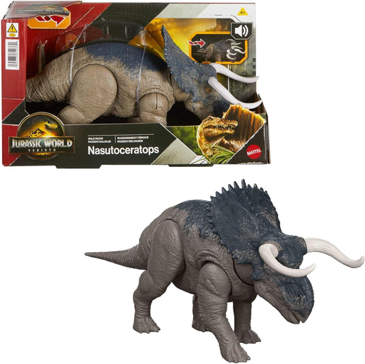 Mattel Jurassic World Rebirth Wild Roar Nasutoceratops Dinosaur Toy (JGC81)