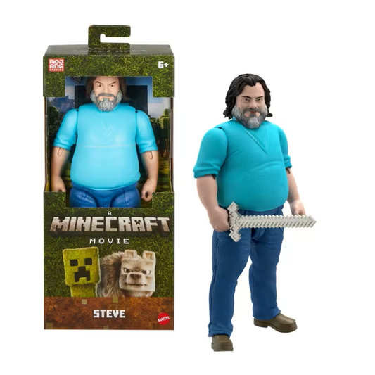 Mattel Minecraft Large-Scale Action Figure, 12-inch Posable Steve Toy Collectible Inspired by A Minecraft Movie, JGG67