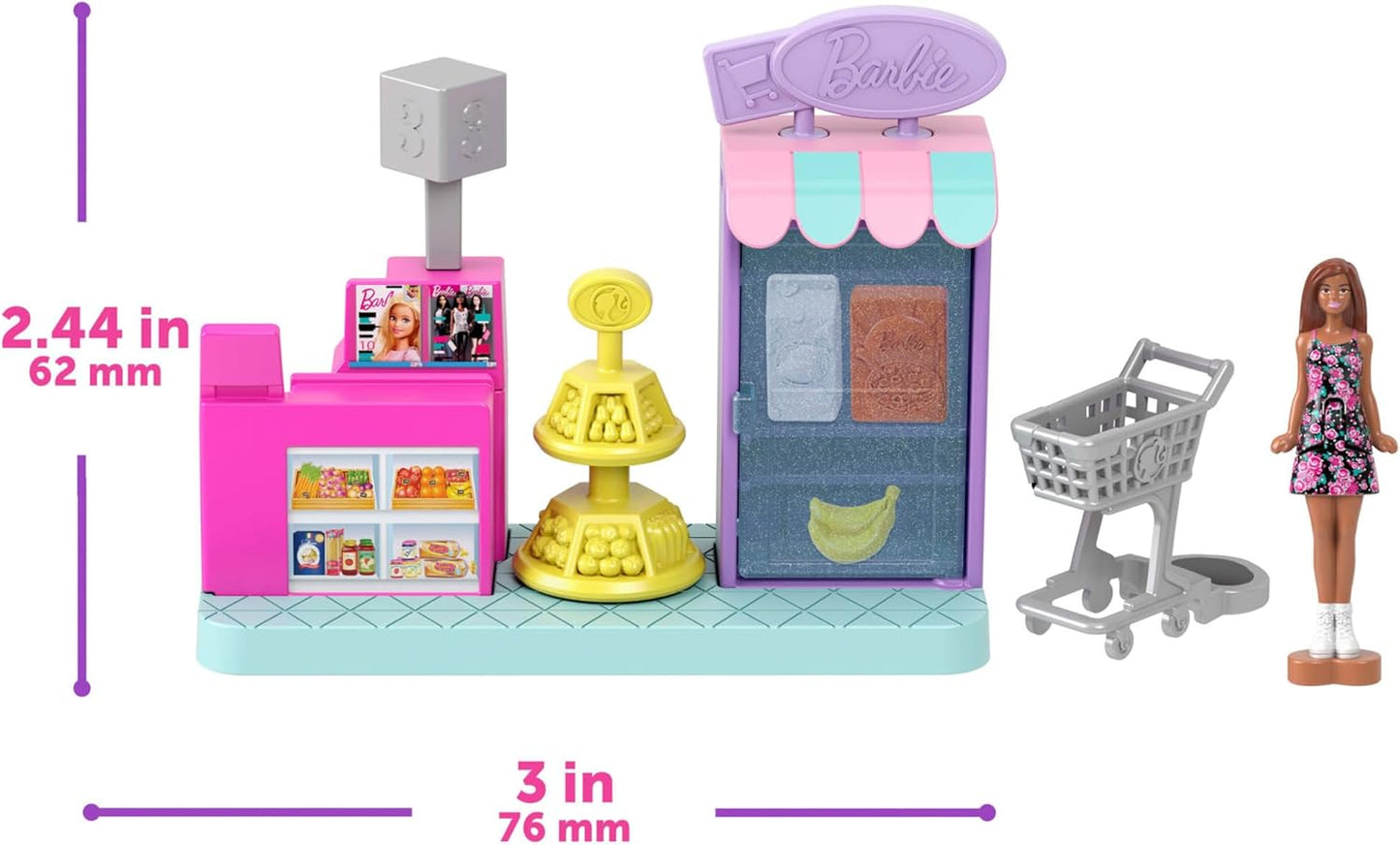 Mini Barbie Land DreamHouse & 3 Playsets w/ 4 1.5-Inch Dolls Pet Boutique & More