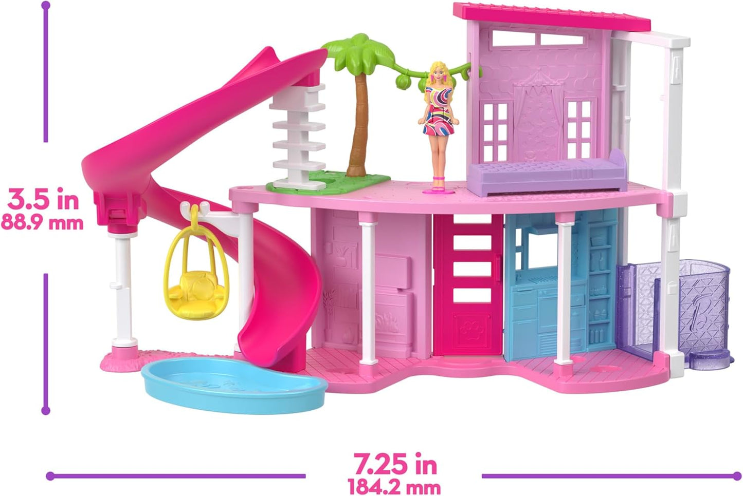 Mini Barbie Land DreamHouse & 3 Playsets w/ 4 1.5-Inch Dolls Pet Boutique & More