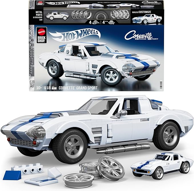 Hot Wheels Corvette Grand Sport toy car set with packaging on a white background