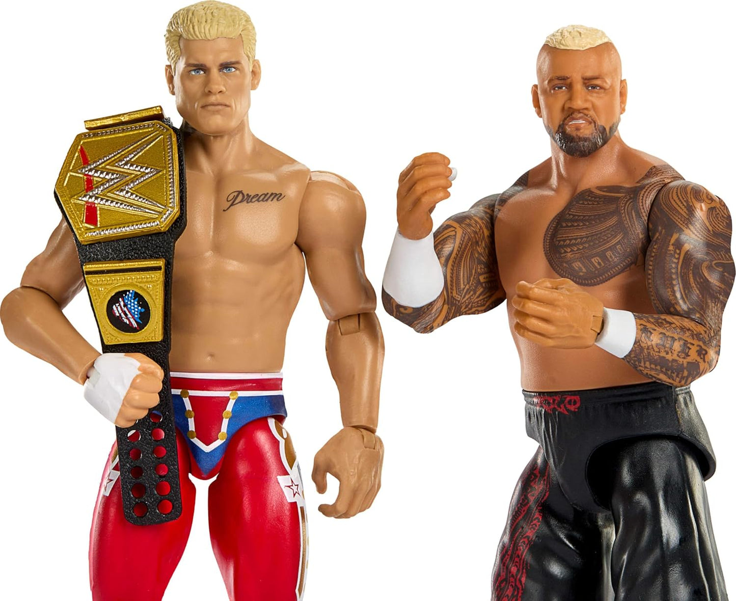 Mattel WWE Main Event Showdown Action Figures 2-Pack with Accessory, Series #24 Cody Rhodes vs Solo Sikoa Collectible Set, 6-inch, JHJ54