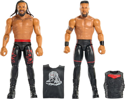 Mattel WWE Main Event Showdown Action Figures 2-Pack with Accessory, Series #24 Tama Tonga & Jacob Fatu Collectible Set, 6-inch, JHJ56