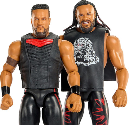 Mattel WWE Main Event Showdown Action Figures 2-Pack with Accessory, Series #24 Tama Tonga & Jacob Fatu Collectible Set, 6-inch, JHJ56