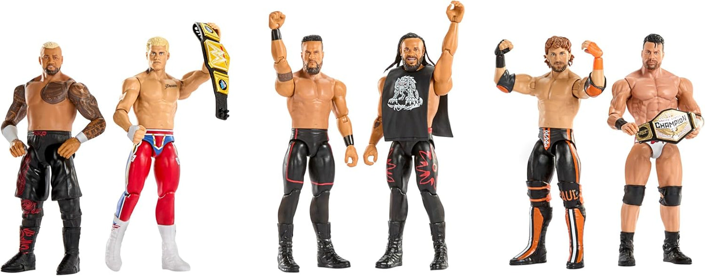 Mattel WWE Main Event Showdown Action Figures 2-Pack with Accessory, Series #24 Tama Tonga & Jacob Fatu Collectible Set, 6-inch, JHJ56