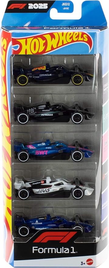 Hot Wheels 1:64 Scale 5-Pack Formula 1 Die-Cast Toy RaceCars