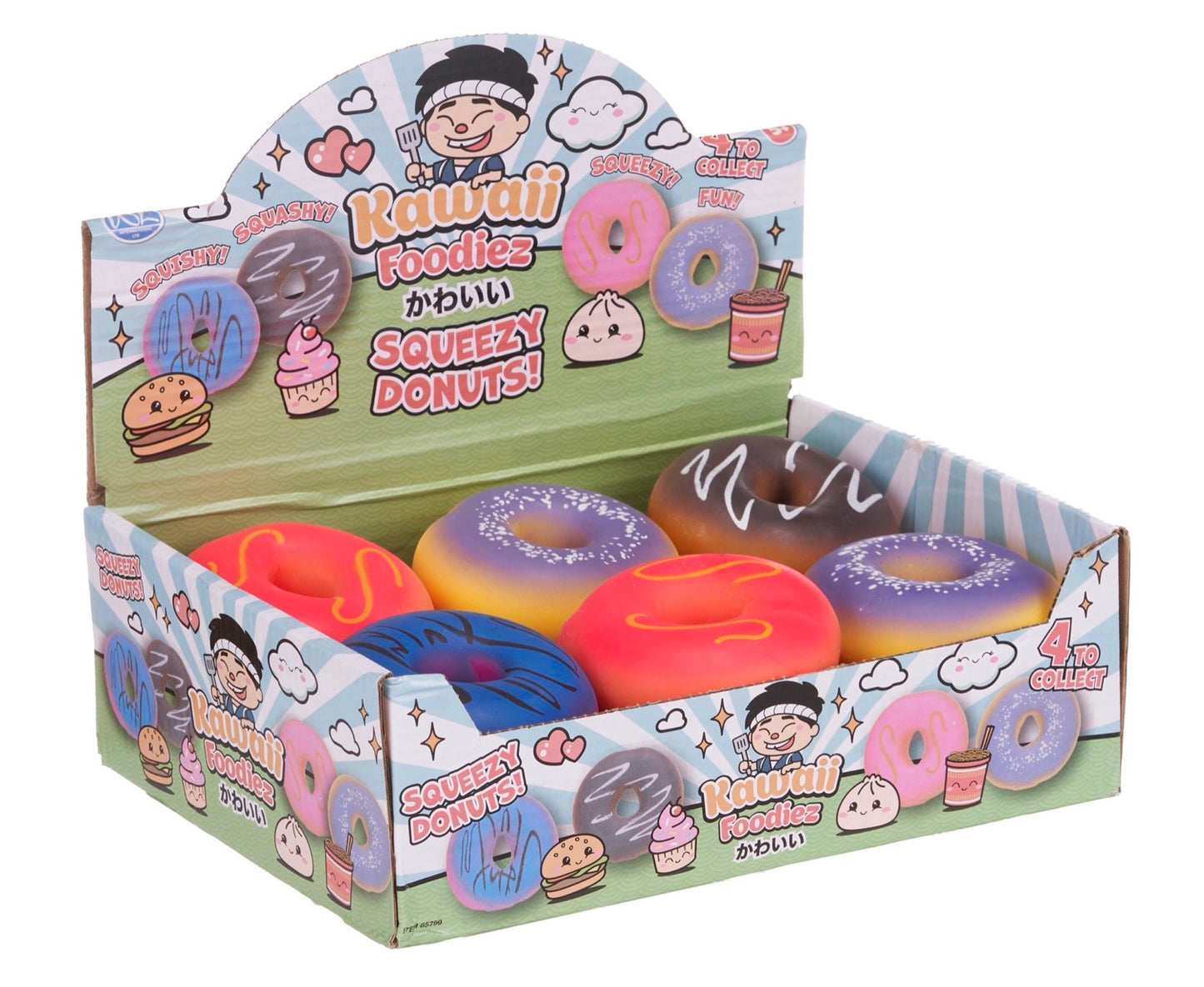 7.5cm Kawaii Foodiez Squeezy Donuts - Stress Relief Sensory Toy