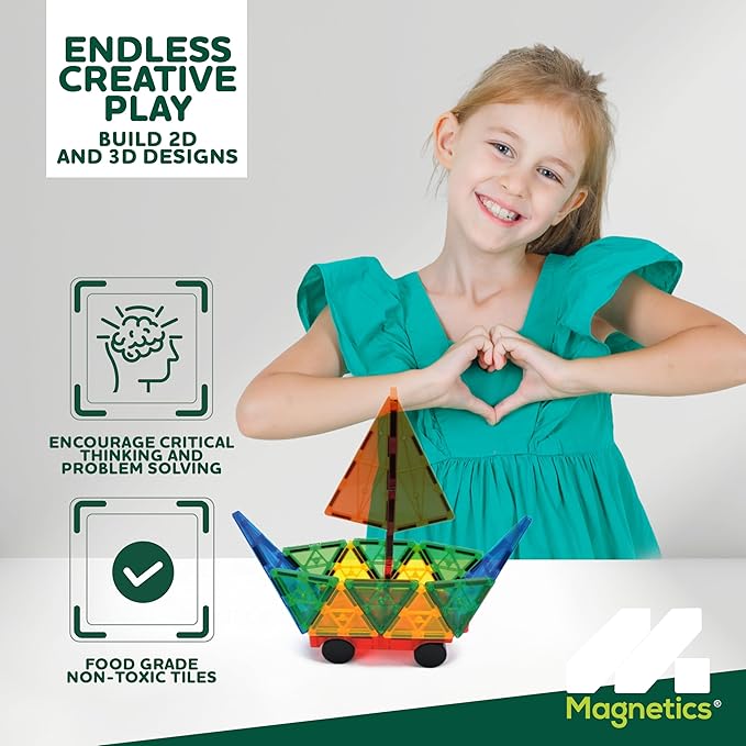 Magnetics - Magnetic Tiles Building Set - 70 Piece Educational Construction Toy