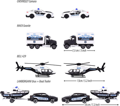 Majorette Police Force Pack 4 Cars Set - Scale 1:64