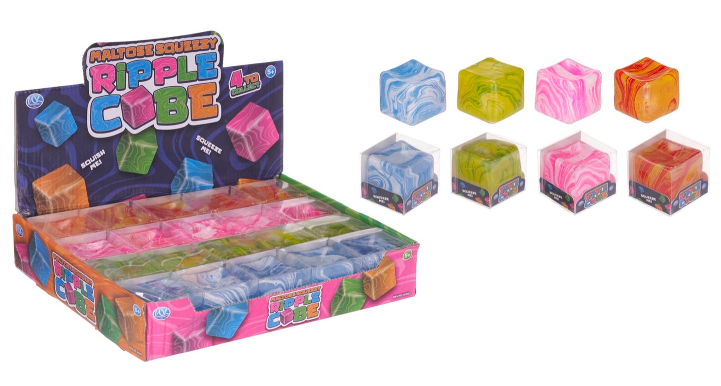Maltose Squeezy Ripple Cube - Stress Relief Toy For Kids - 4 Colours to Collect