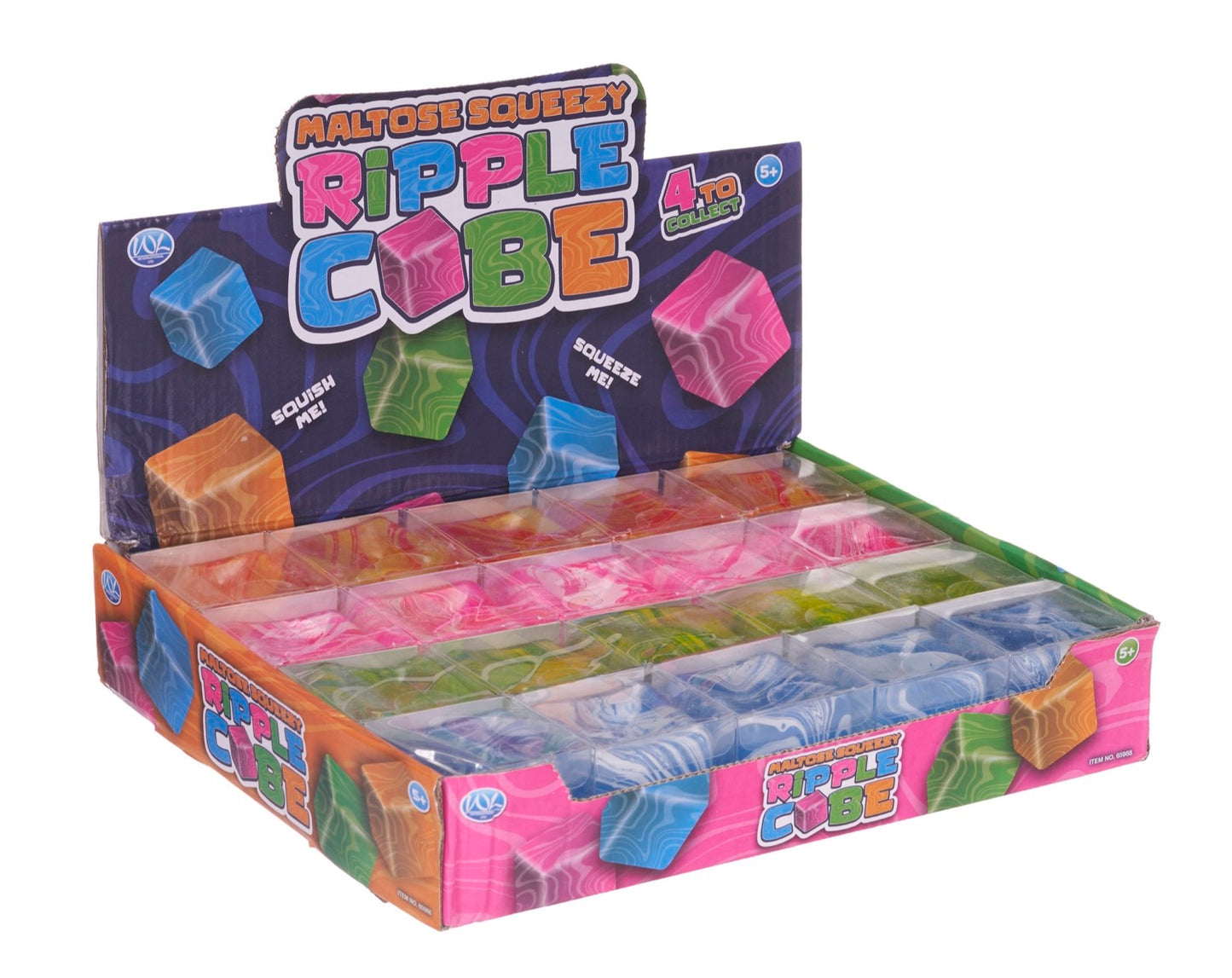 Maltose Squeezy Ripple Cube - Stress Relief Toy For Kids - 4 Colours to Collect