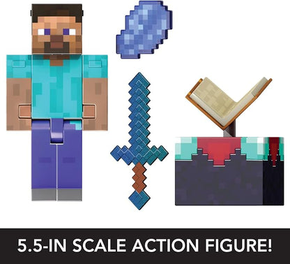 Mattel Minecraft Diamond Level Steve With Enchanting Table & Diamond Sword