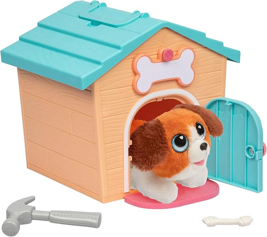 Little Live Pets My Puppy's Home Minis - Teal & Orange Home Plush Toy Puppy and Kennel Playset Surprise Reveal! Build Your Puppy's Home, Name Your Puppy and SURPRISE! Puppy Appears!