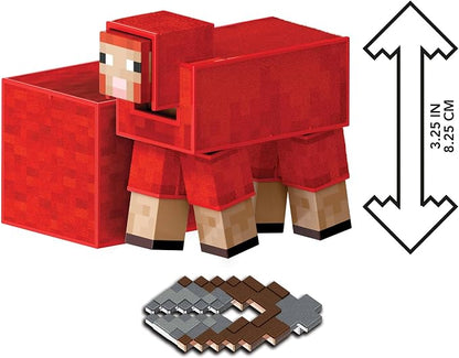 Mattel Minecraft Diamond Level Red Sheep With Fluffy Wool Block & Shears