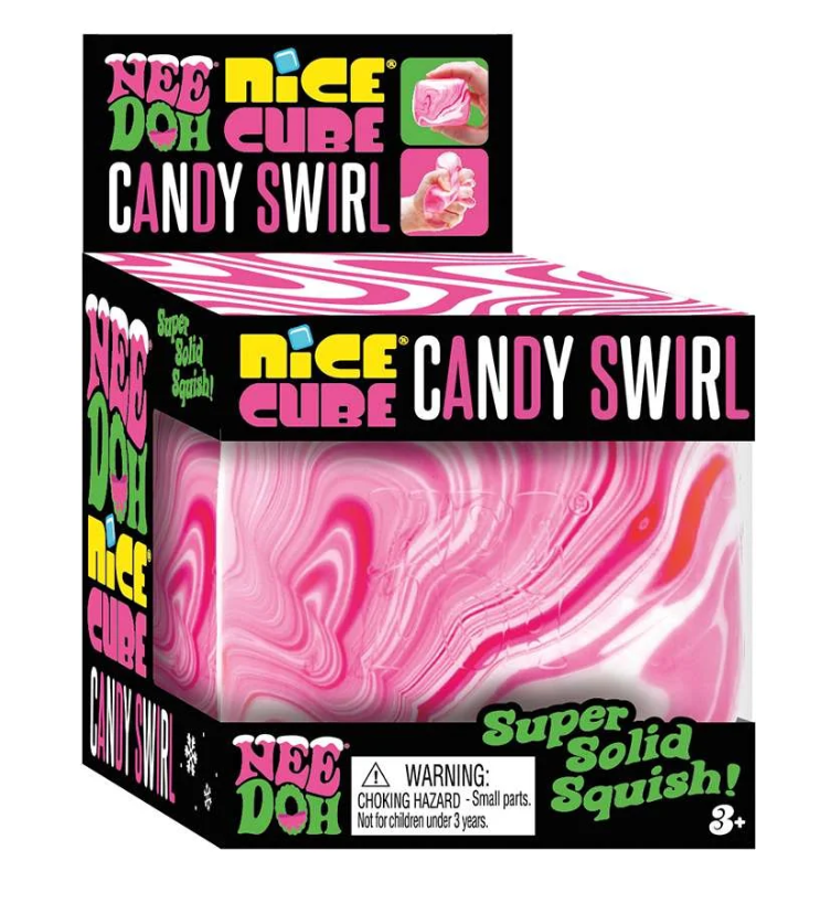NeeDoh Candy Swirl Nice Cube, Solid Squish Sensory Toy - Single Pack