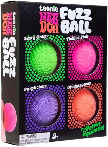 NeeDoh Teenie Needoh Fuzzball 4-Pack - Sensory Squeeze Toy