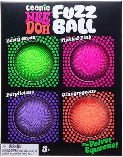 NeeDoh Teenie Needoh Fuzzball 4-Pack - Sensory Squeeze Toy