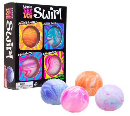 NeeDoh Swirl Teenie Classic Groovy Glob Marbled Look Stress Ball 4-Pack